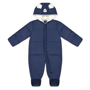 Carters baby infant boy navy blue bear one piece snowsuit